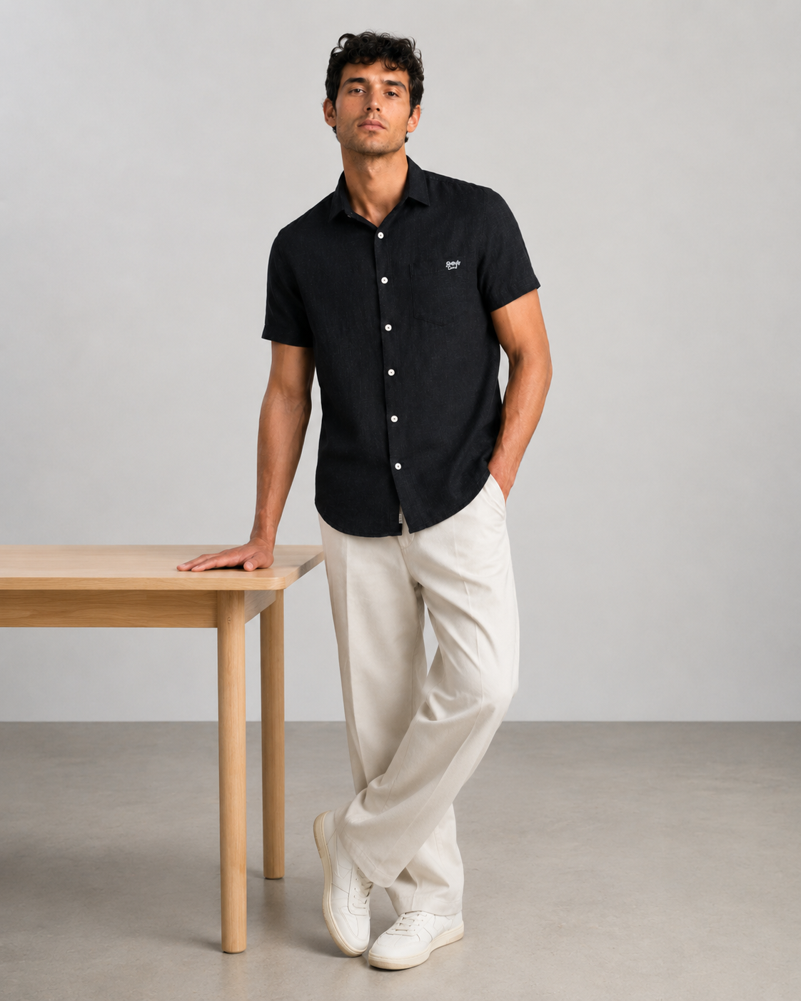 Black Texture Cotton Shirt