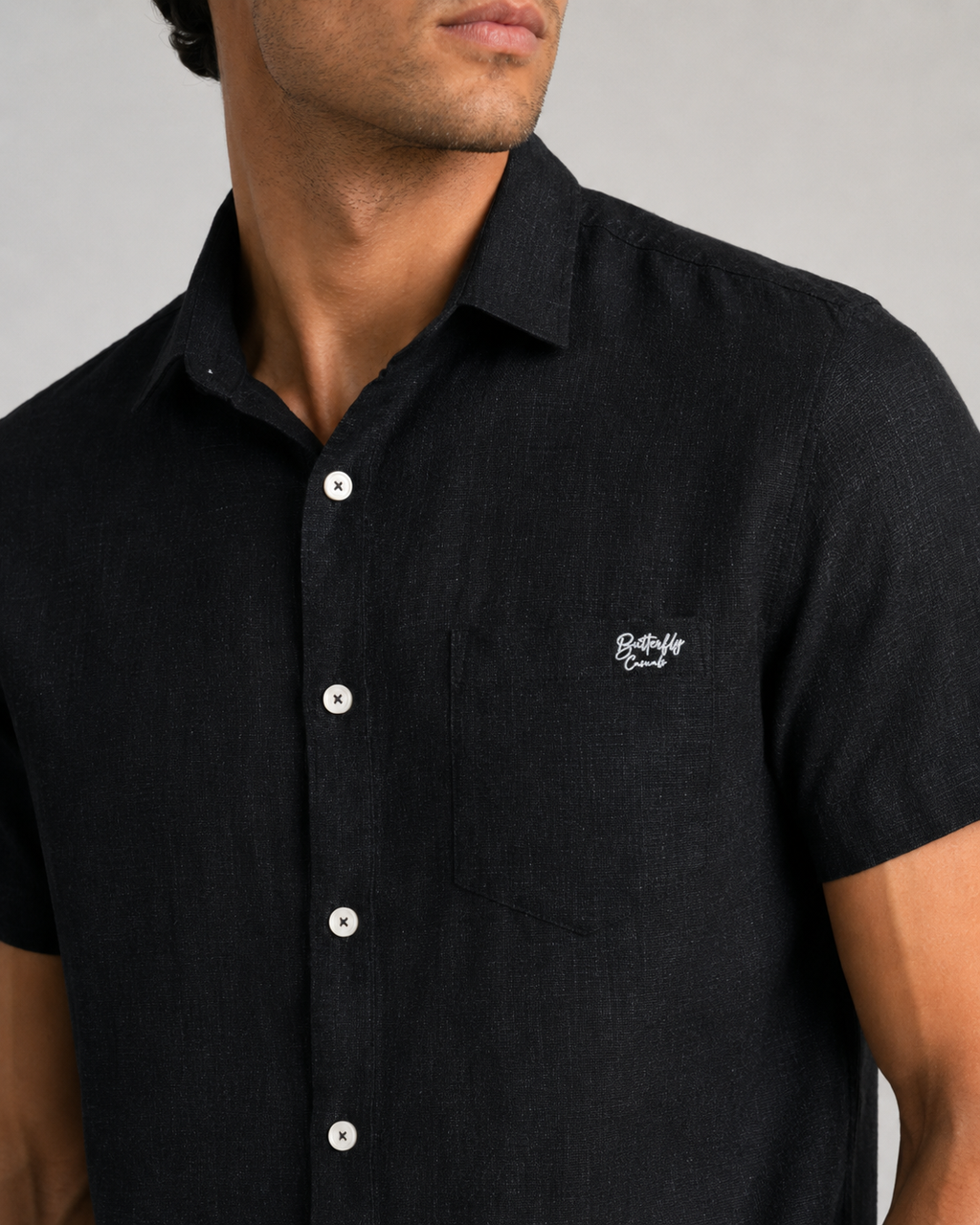 Black Texture Cotton Shirt