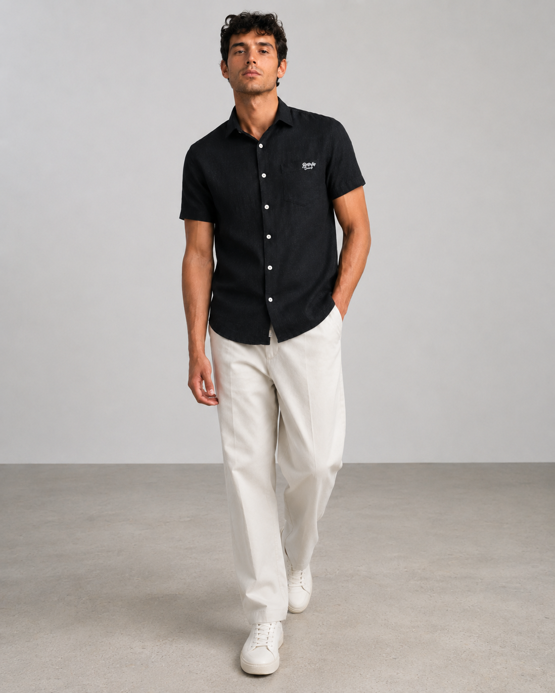Black Texture Cotton Shirt