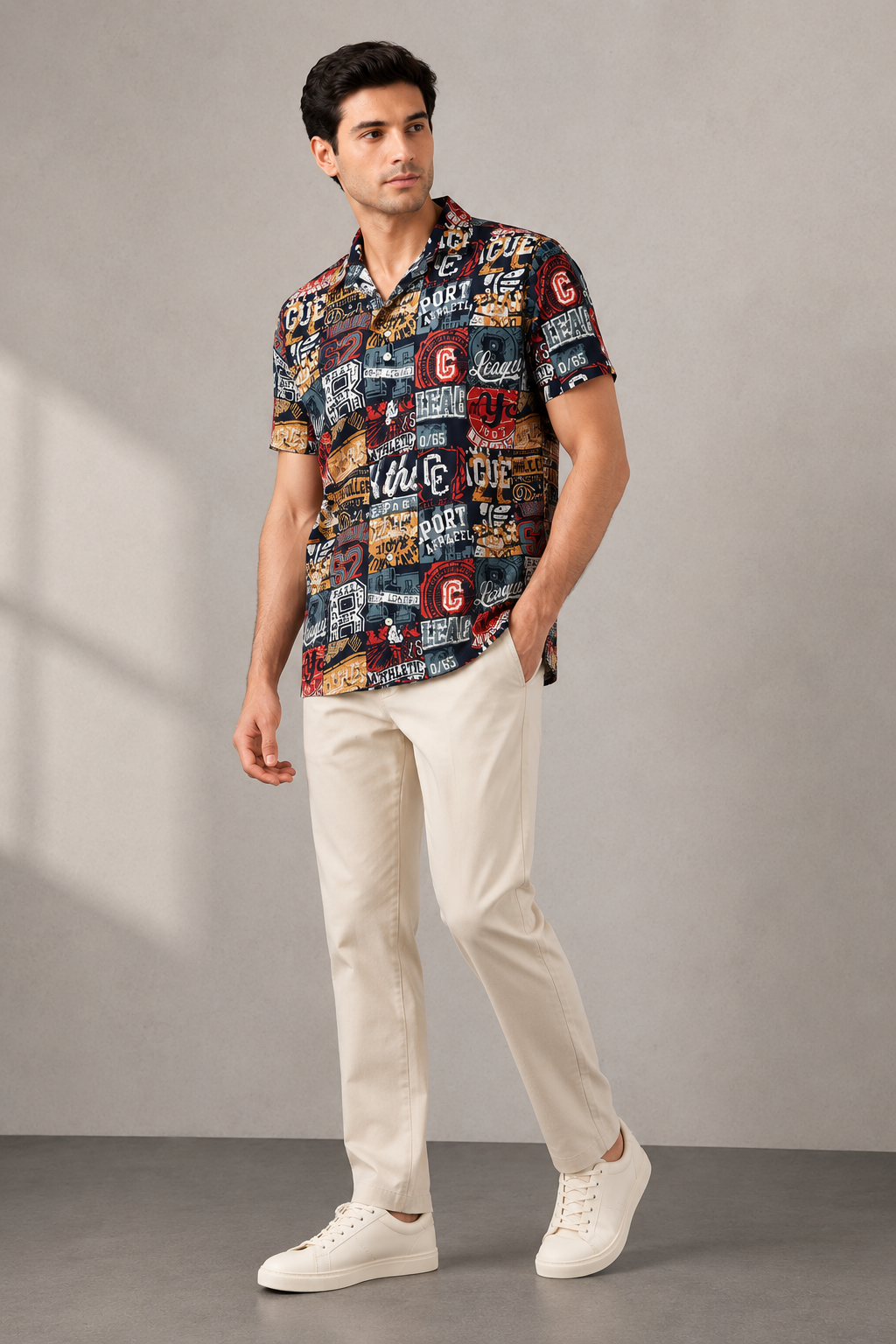 Black Urban Graphic Cotton PJ Cord Set | Premium Printed Shirt & Pyjama Co-ord | Luxury Loungewear & Resort Set