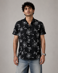 Black Vine Embroidered Cotton Shirt