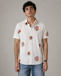 Blossom Embroidered Texture Cotton Shirt