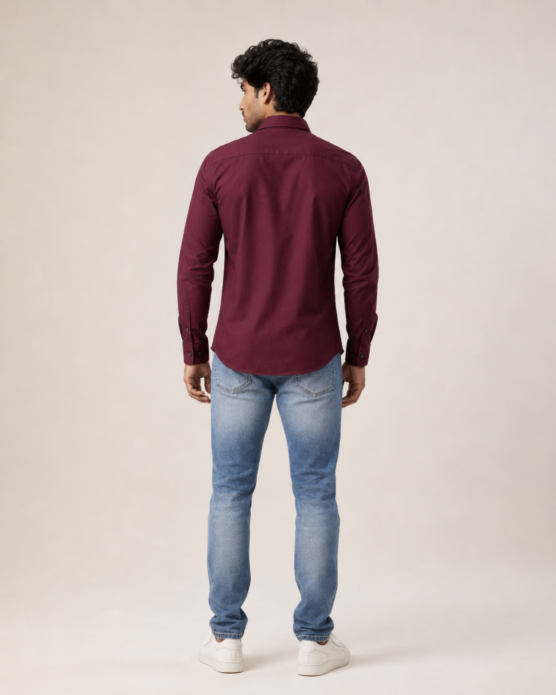 Burgundy Solid Cotton Shirt