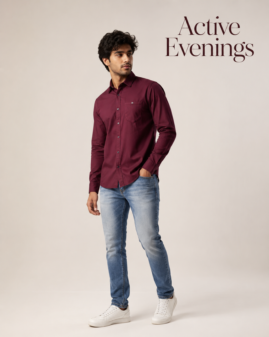 Burgundy Solid Cotton Shirt
