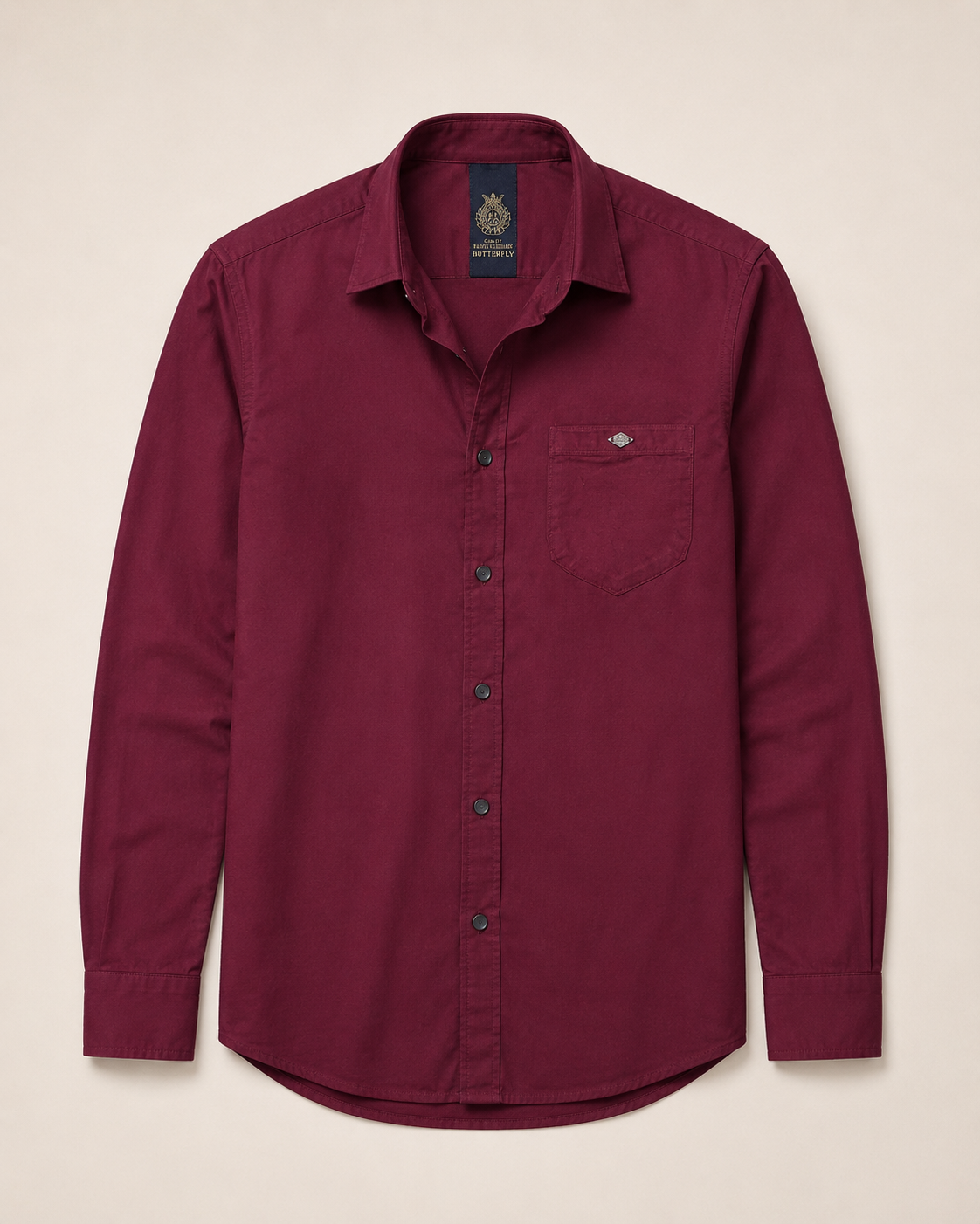 Burgundy Solid Cotton Shirt