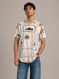 Coastal Postcard Cotton Shirt – Brown
