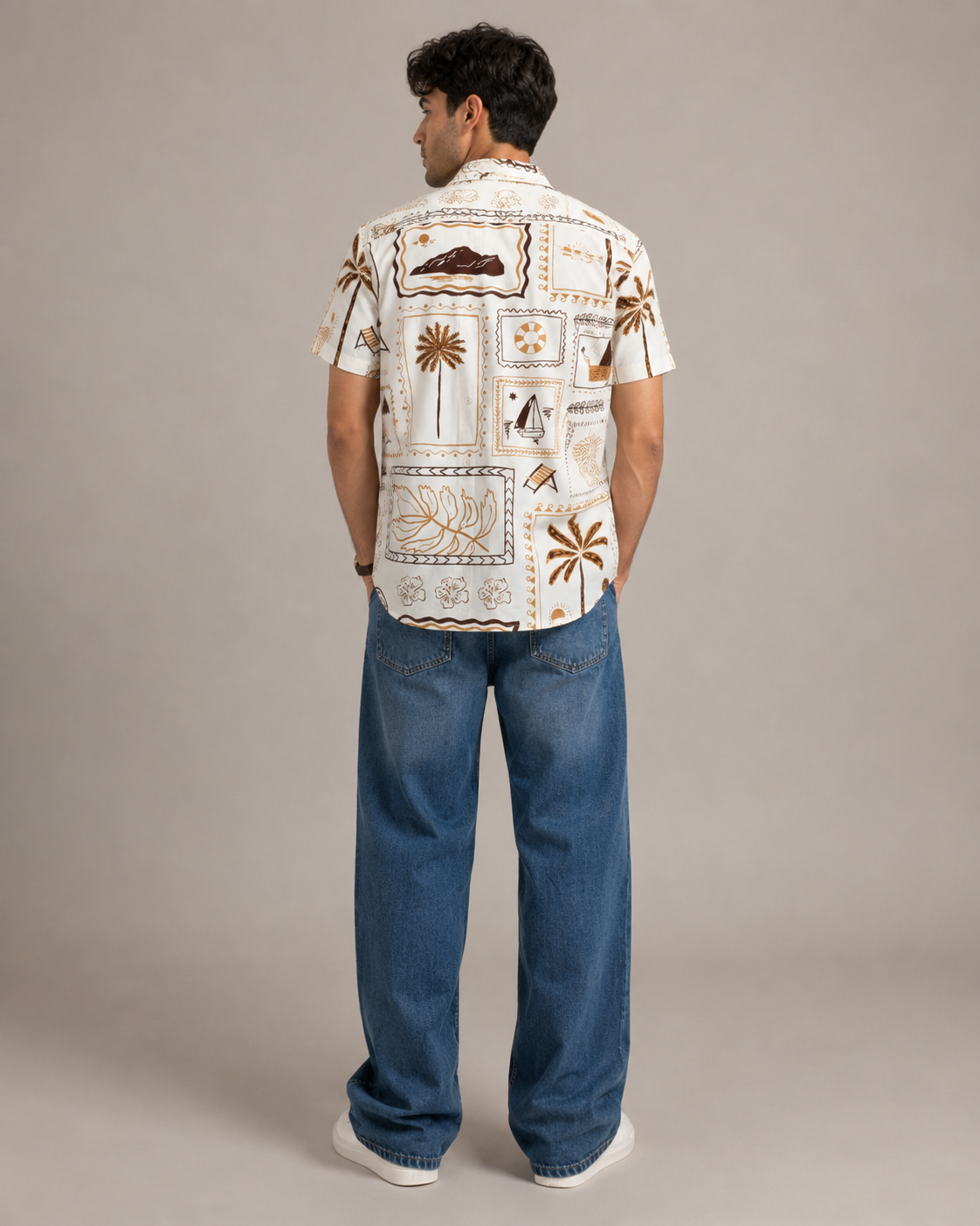 Coastal Postcard Cotton Shirt – Brown