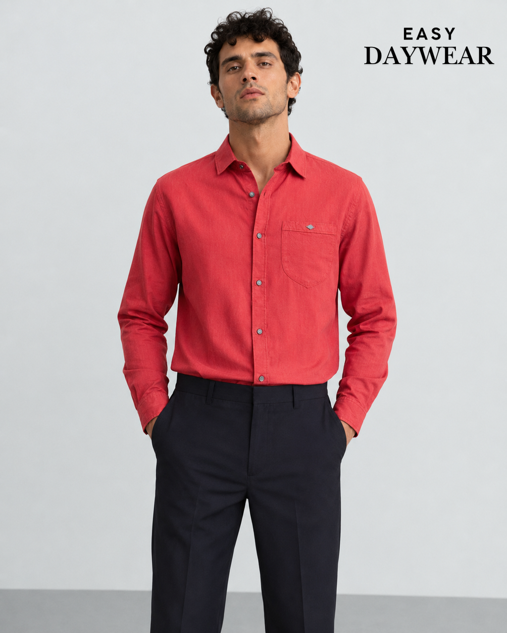 Coral Solid Cotton Shirt