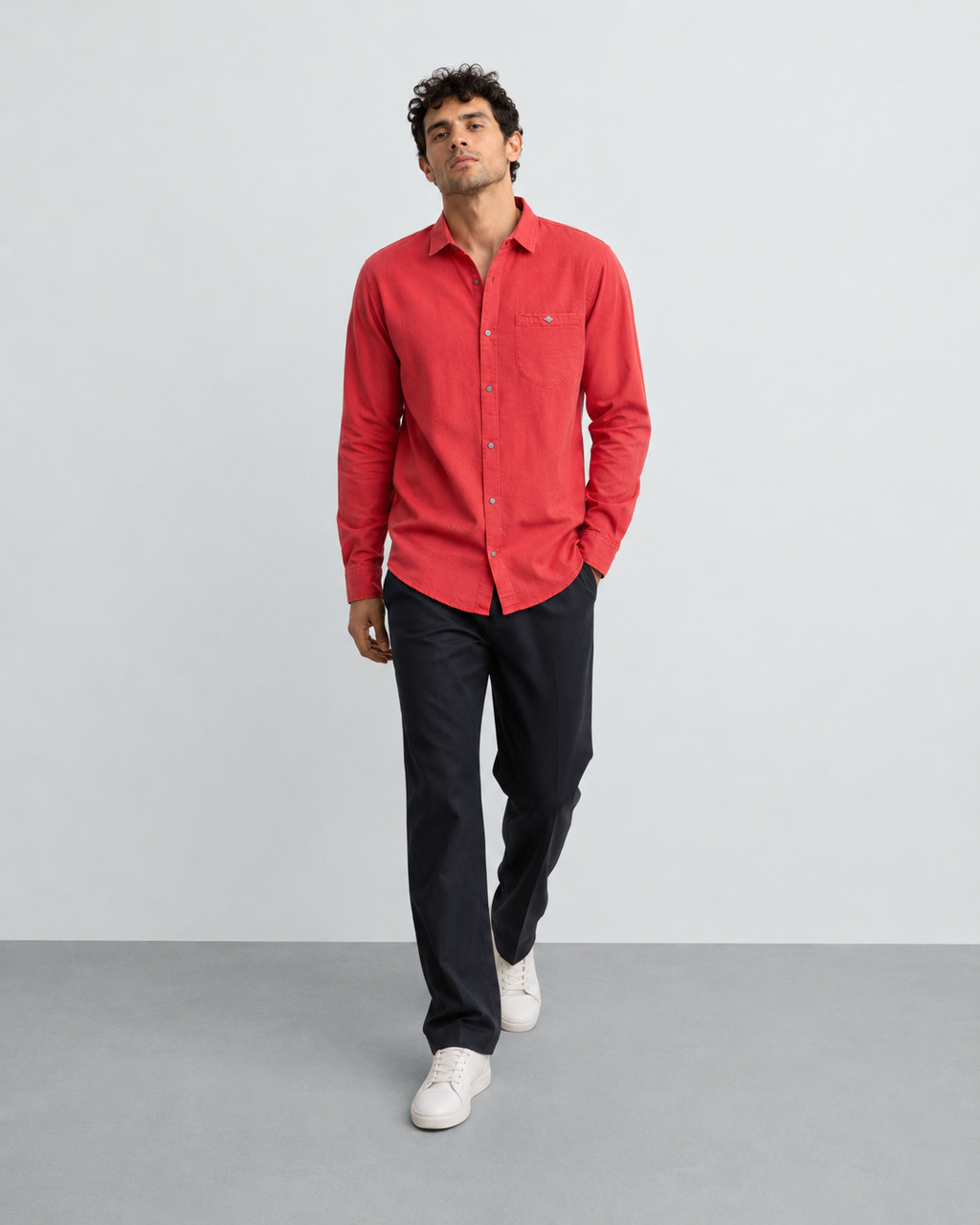 Coral Solid Cotton Shirt
