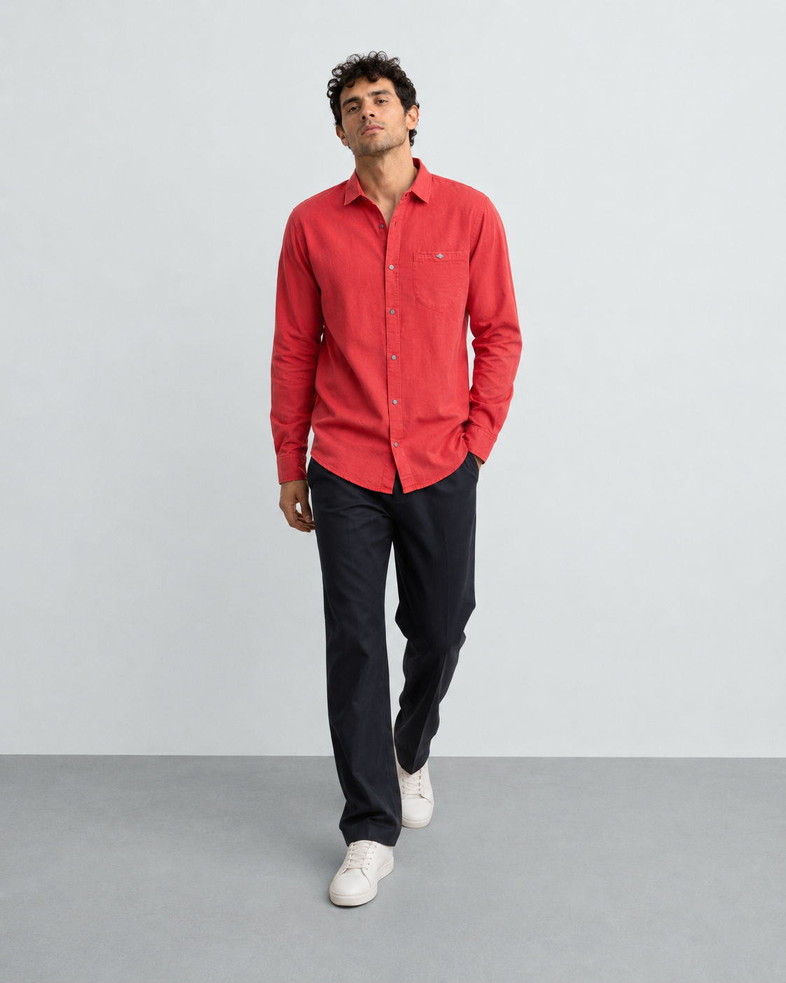 Coral Solid Cotton Shirt
