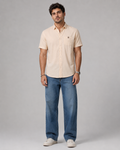 Cream Solid Cotton Shirt