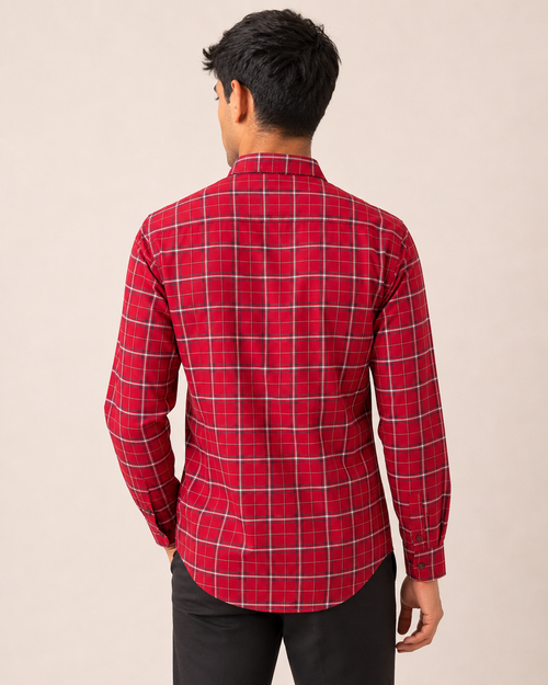 Crimson Tartan Cotton Shirt