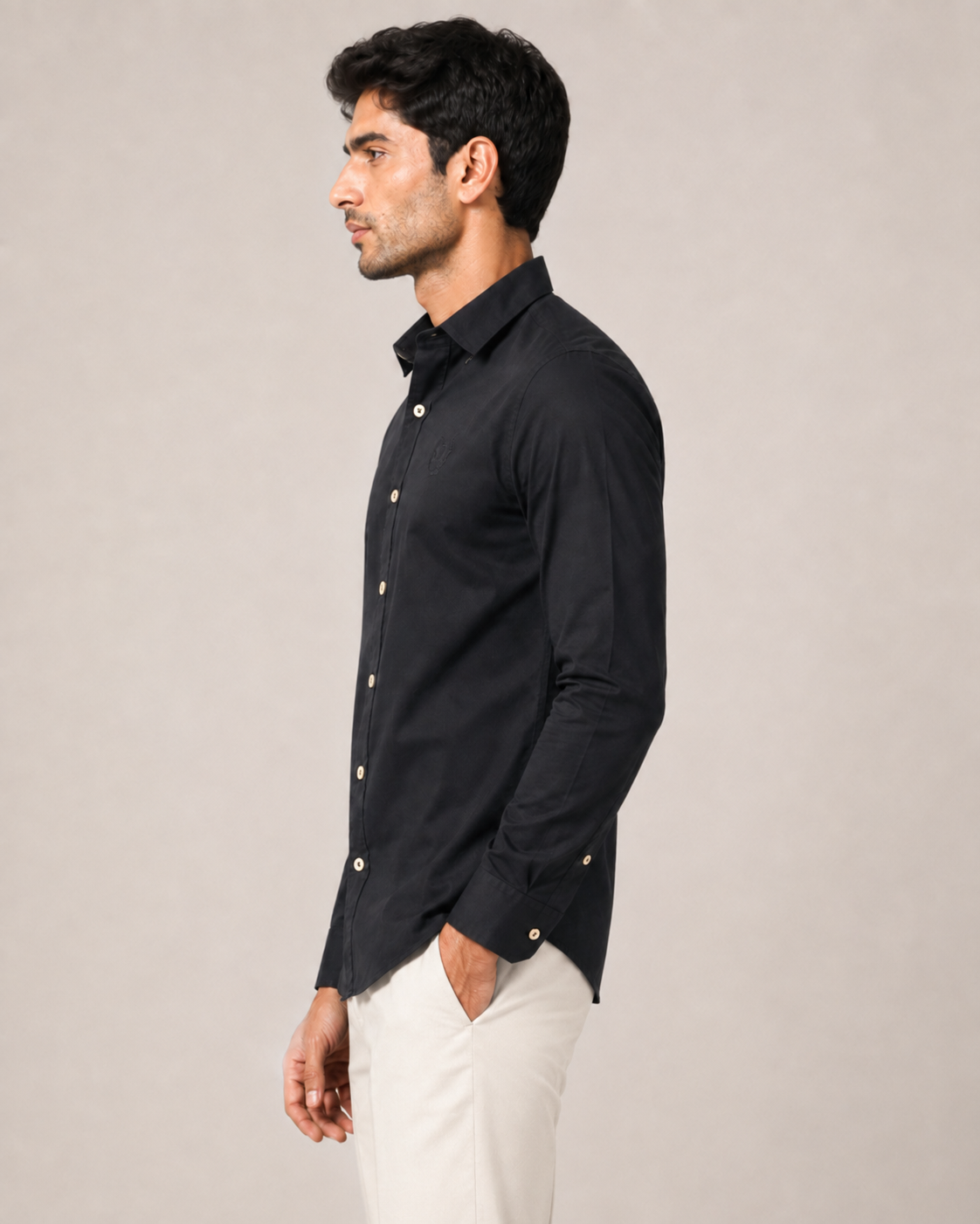 Ebony Crest Cotton Shirt
