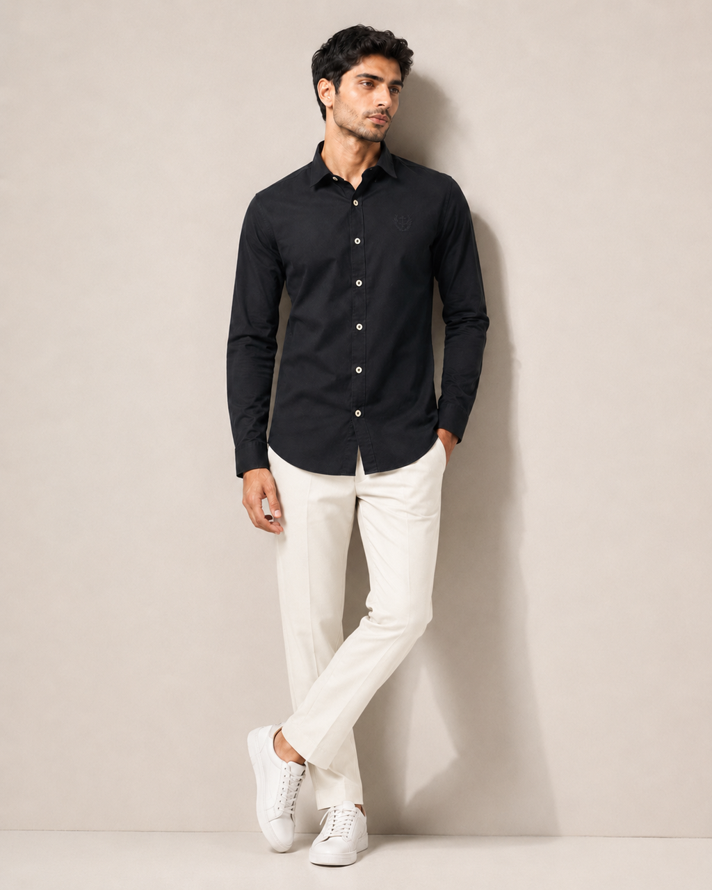Ebony Crest Cotton Shirt