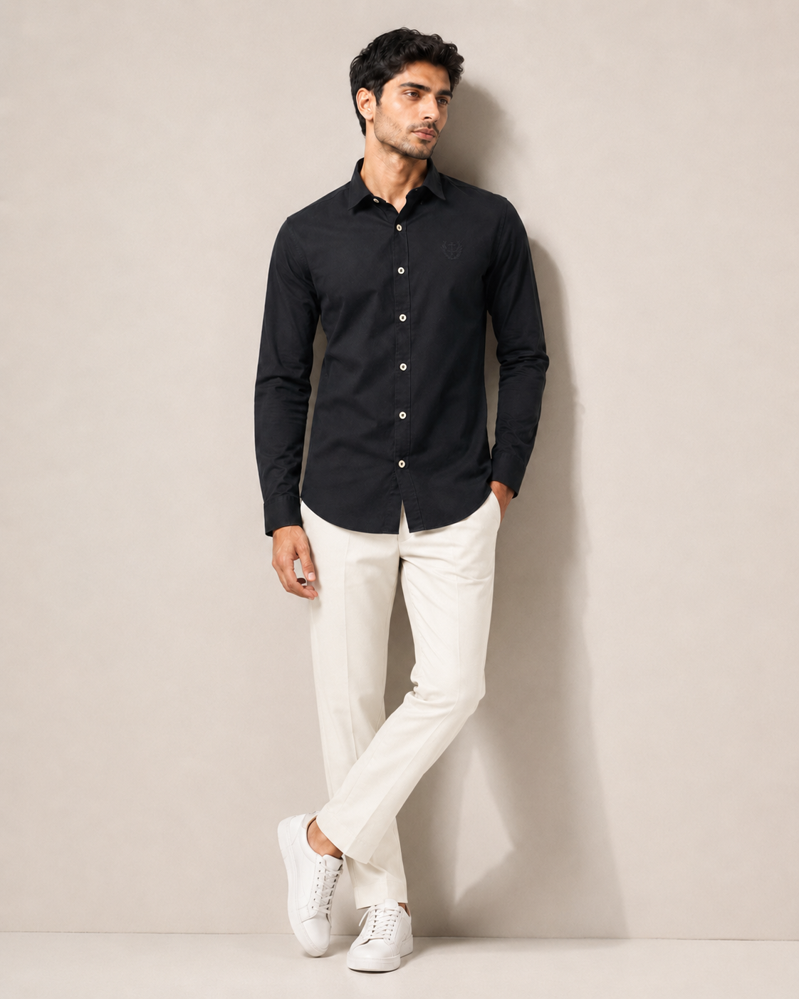 Ebony Crest Cotton Shirt
