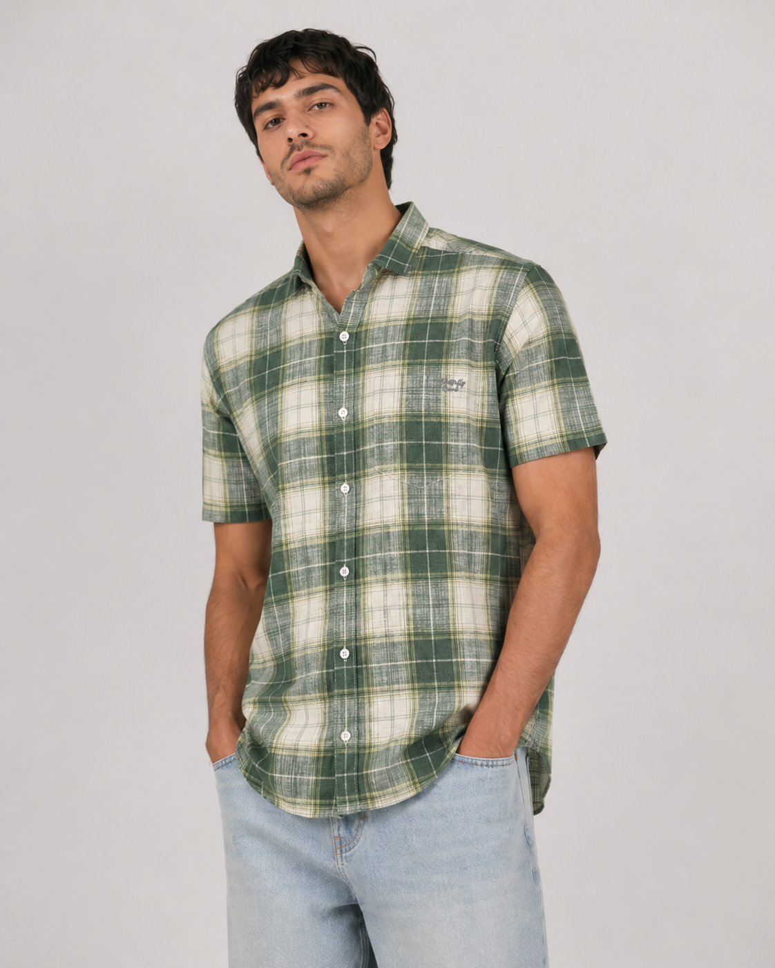 Forest Plaid Cotton Shirt
