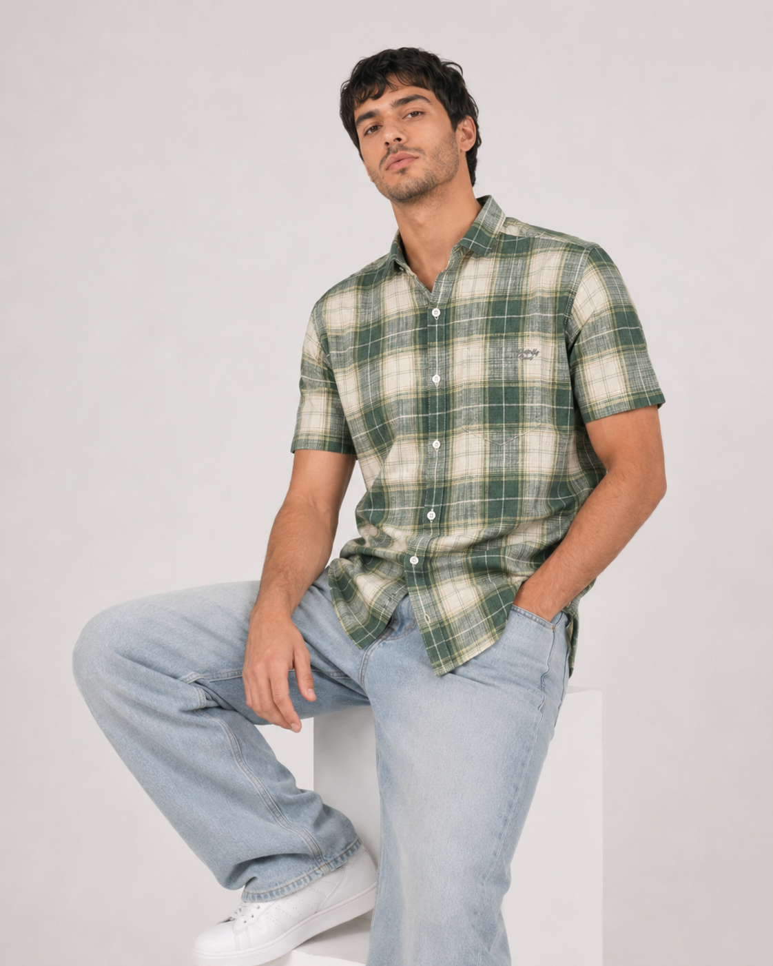 Forest Plaid Cotton Shirt