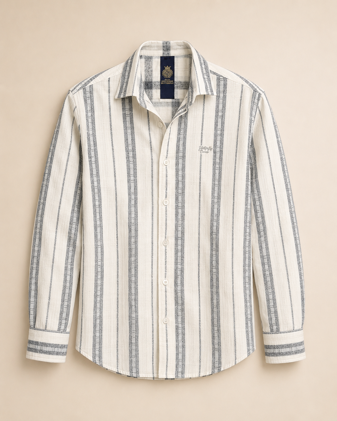 Grey Vertical Stripe Cotton Shirt