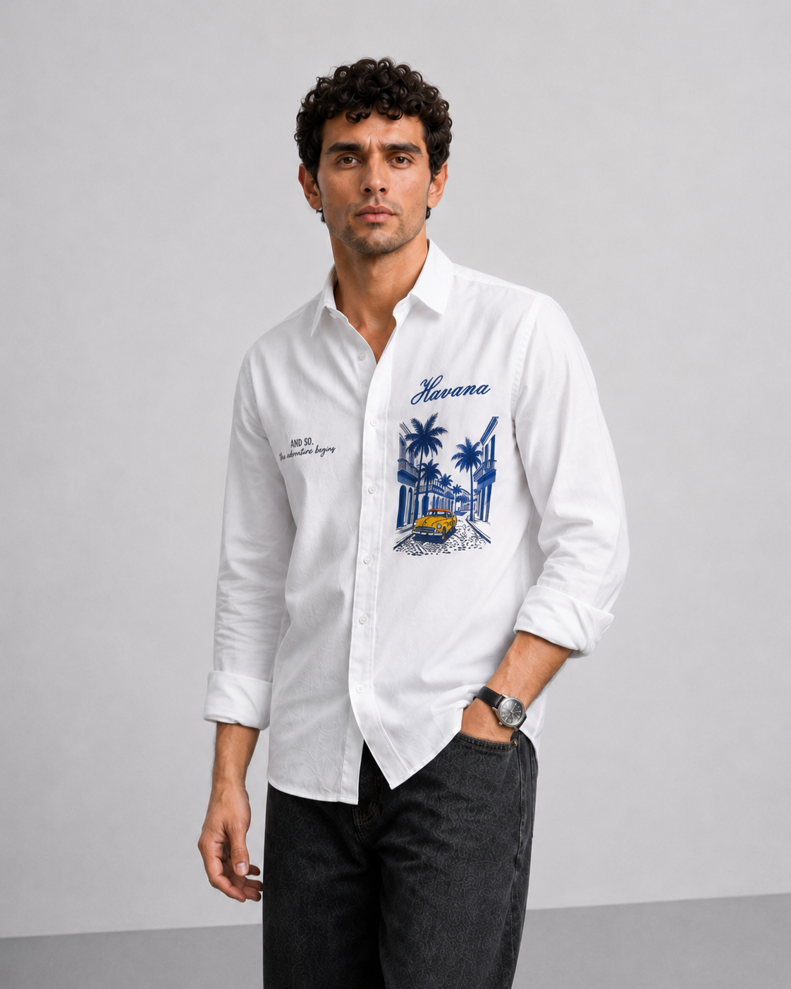 Havana Travel Print Cotton Shirt
