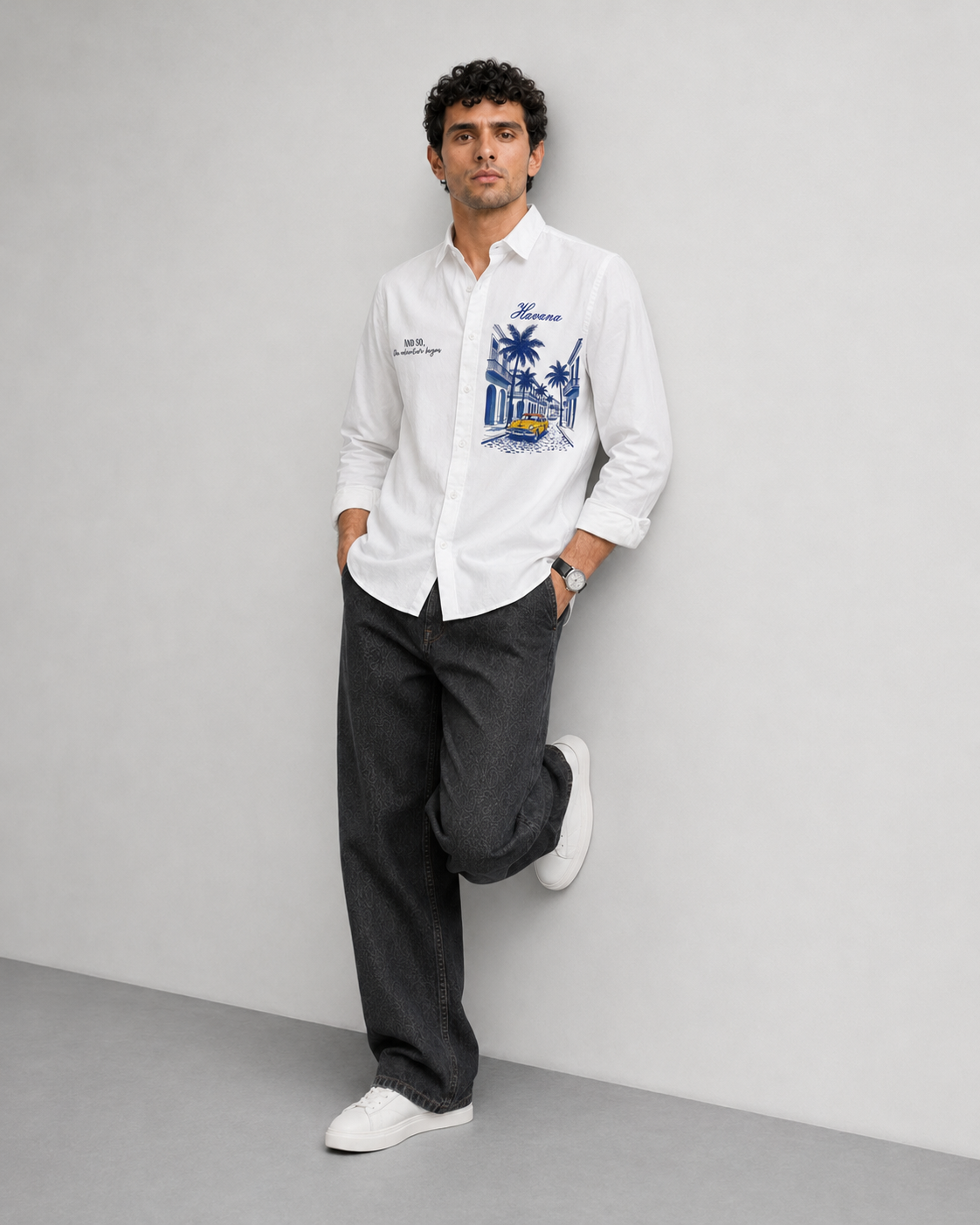 Havana Travel Print Cotton Shirt