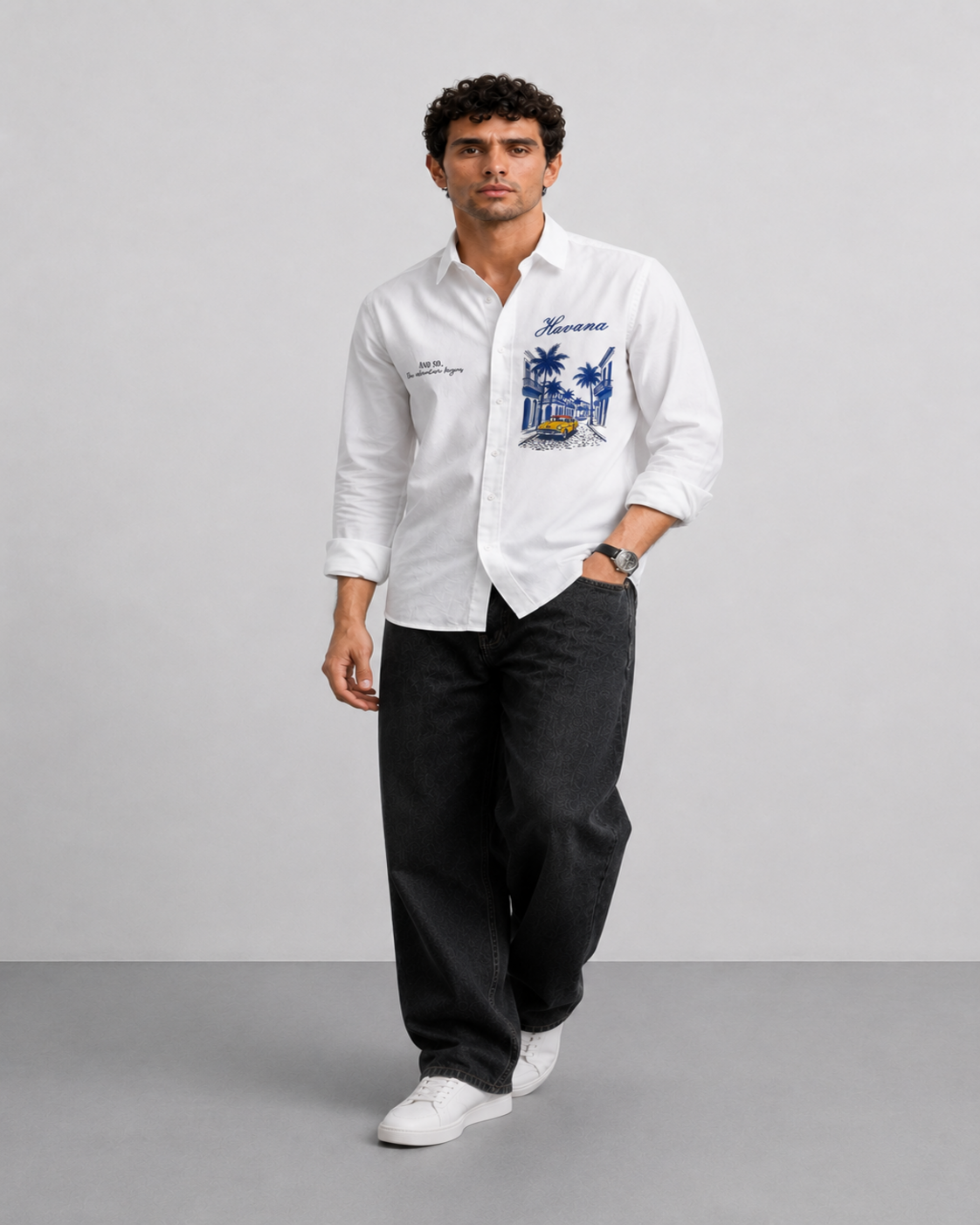 Havana Travel Print Cotton Shirt
