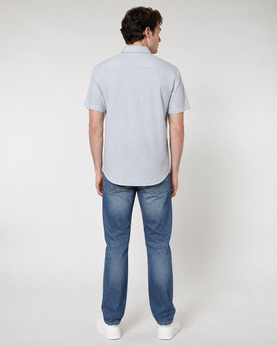 Ice Blue Solid Cotton Shirt