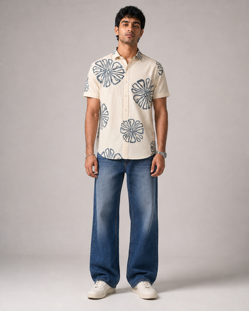 Ivory Bloom Cotton Shirt