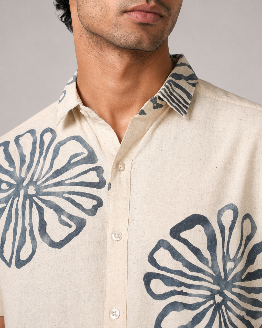 Ivory Bloom Cotton Shirt