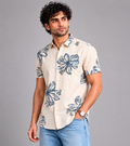 Ivory Blue Bloom Cotton Shirt