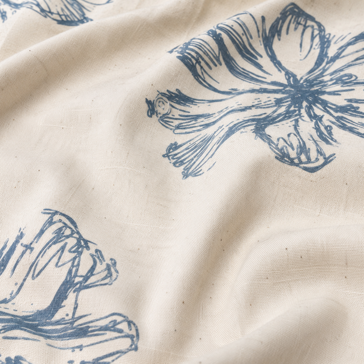 Ivory Blue Bloom Cotton Shirt