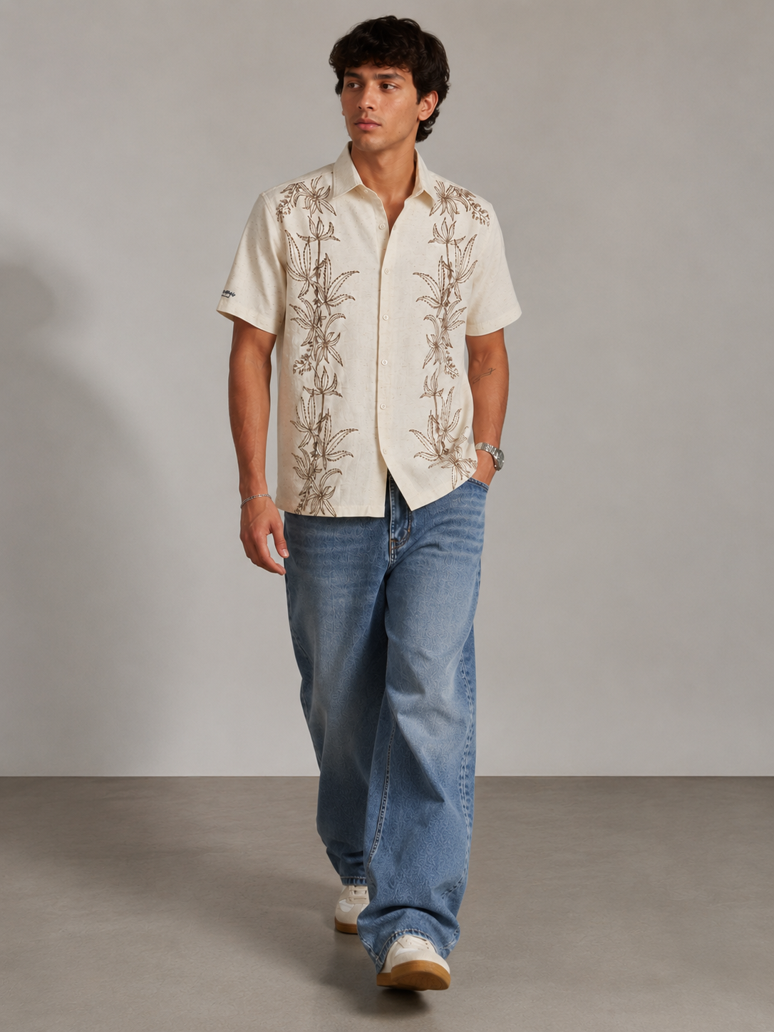 Ivory Botanical Embroidered Shirt