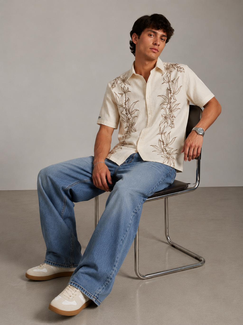 Ivory Botanical Embroidered Shirt