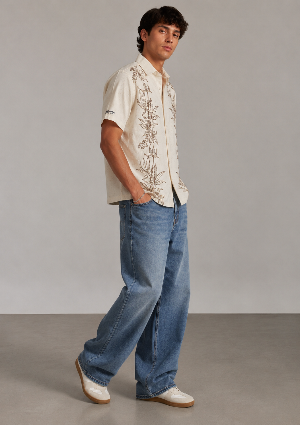 Ivory Botanical Embroidered Shirt