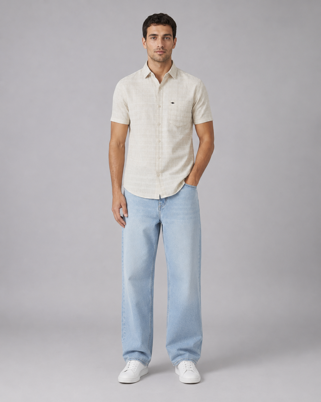 Ivory Check Cotton Shirt