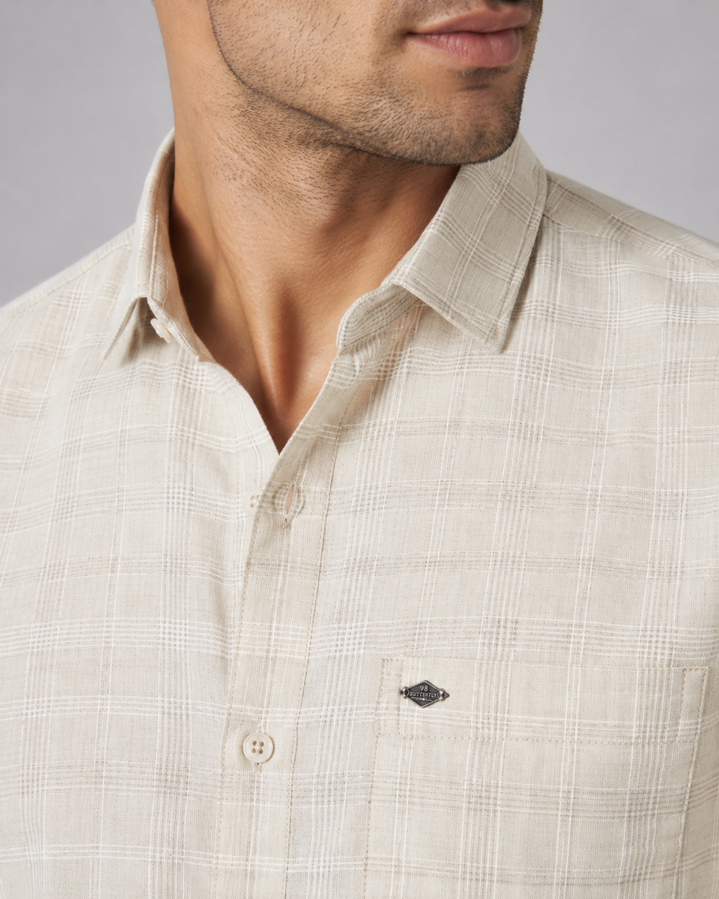Ivory Check Cotton Shirt