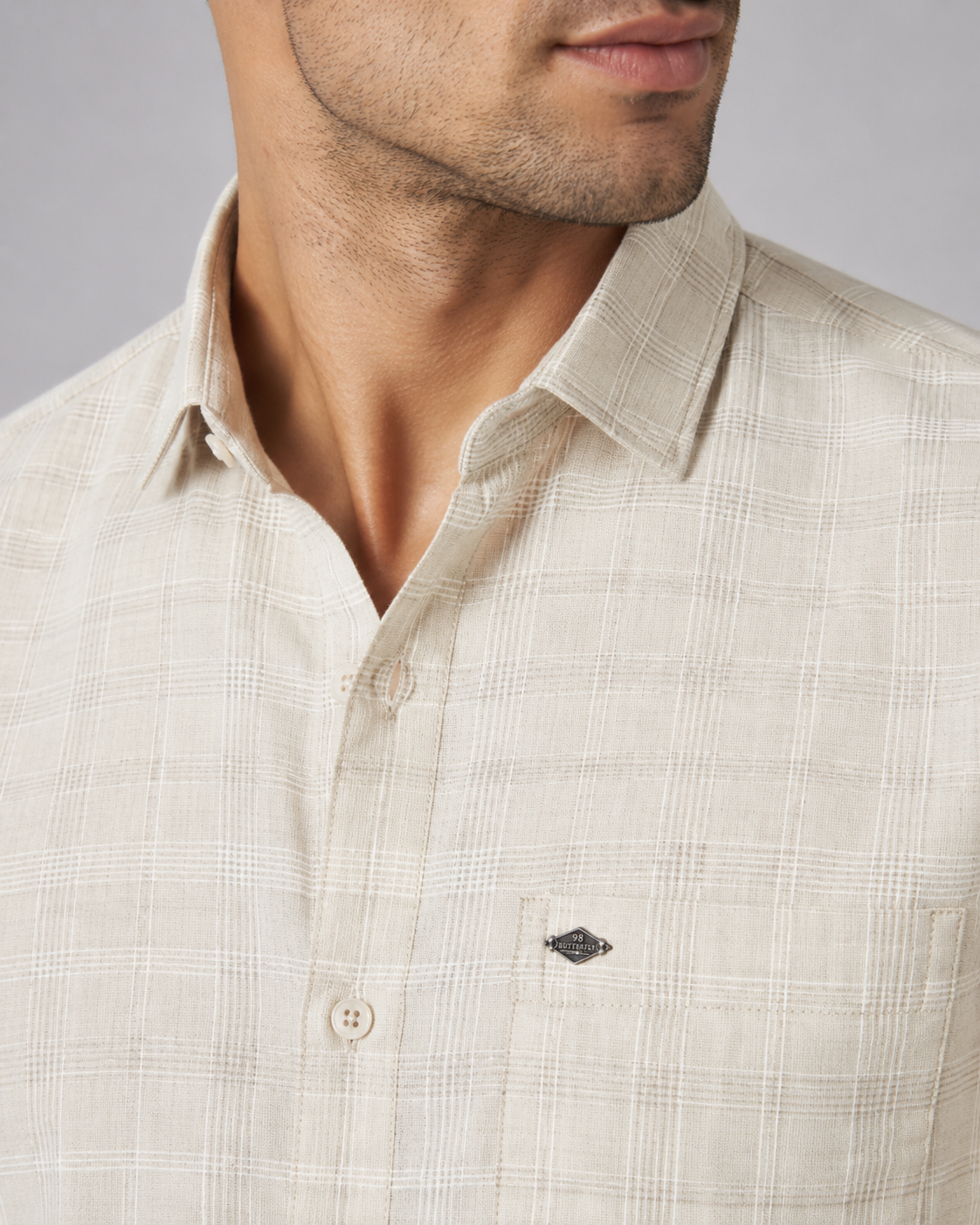 Ivory Check Cotton Shirt