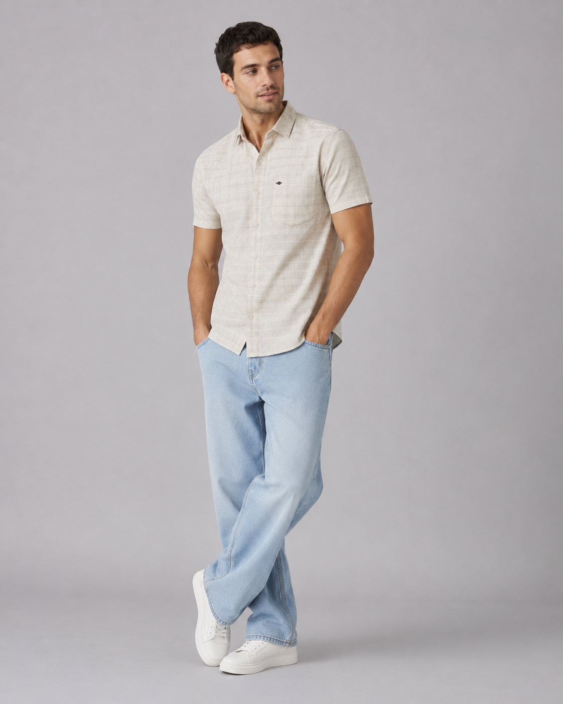 Ivory Check Cotton Shirt