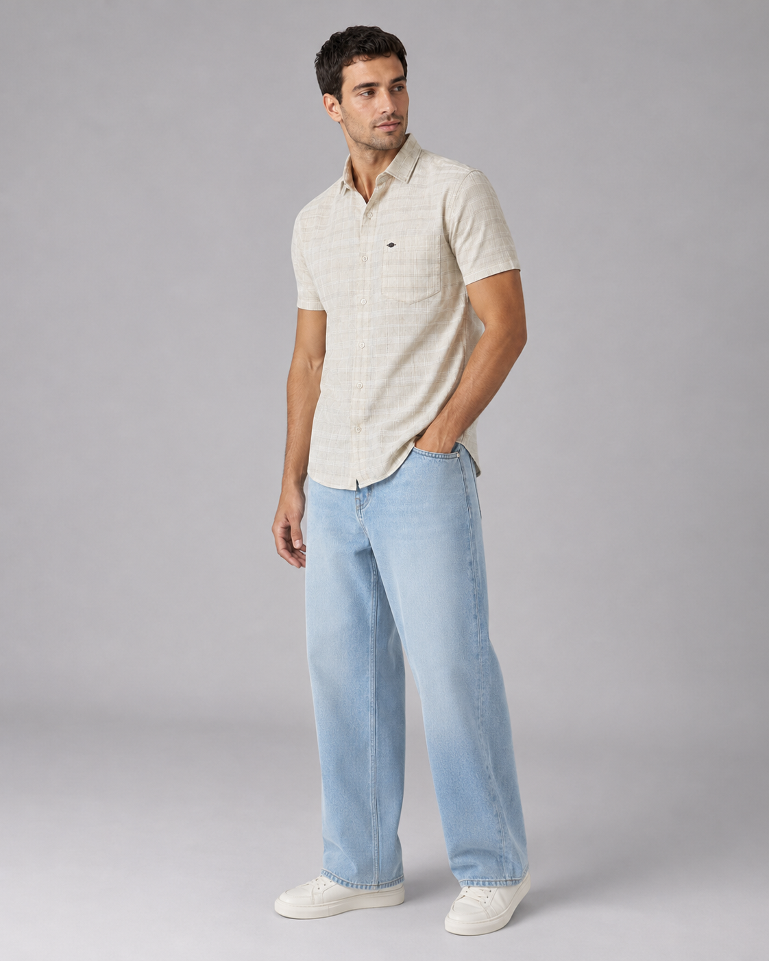 Ivory Check Cotton Shirt