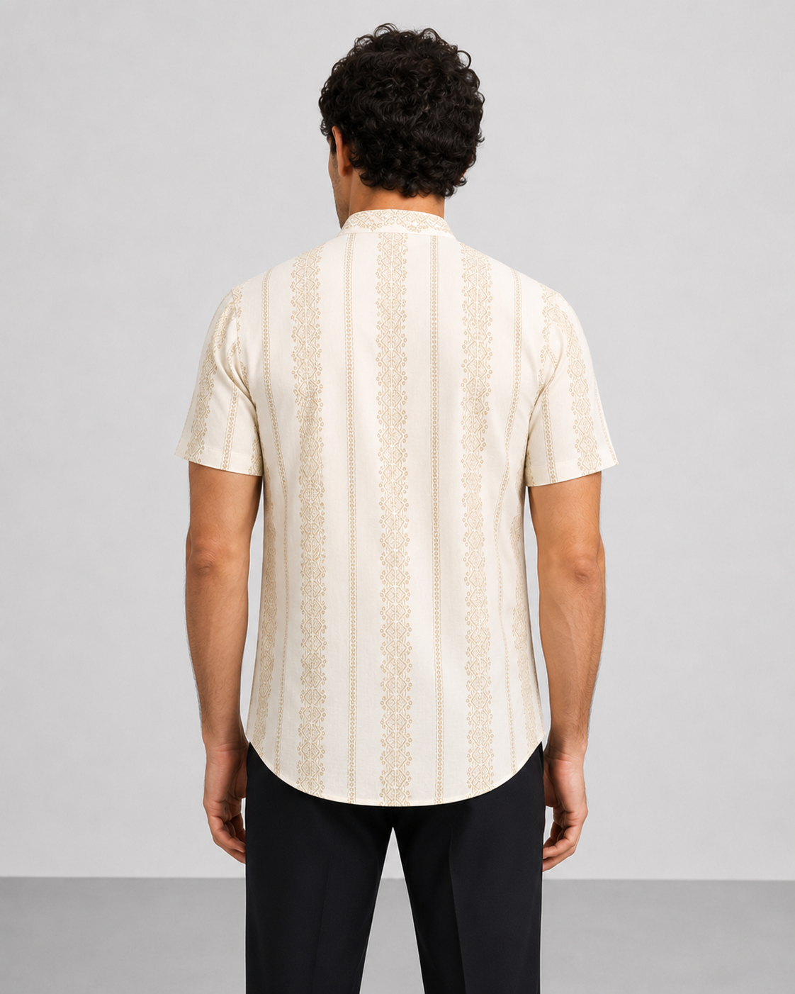 Ivory Gold Print Short Kurta