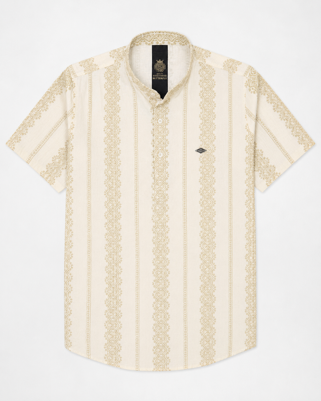 Ivory Gold Print Short Kurta