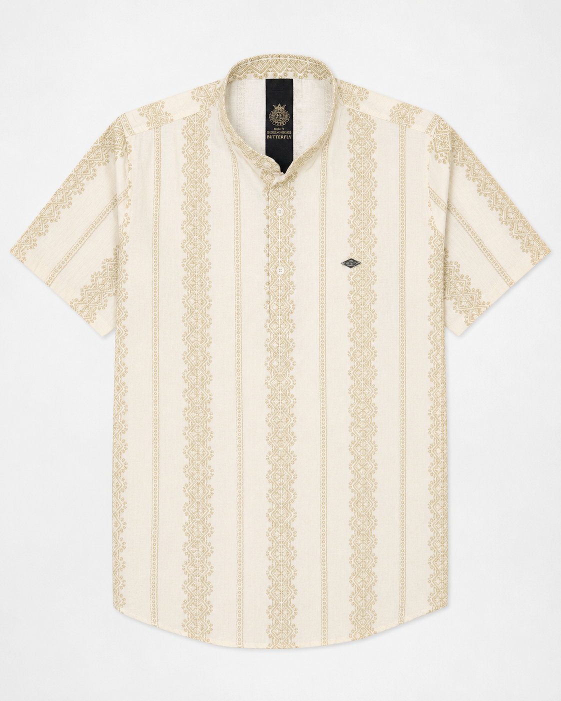 Ivory Gold Print Short Kurta