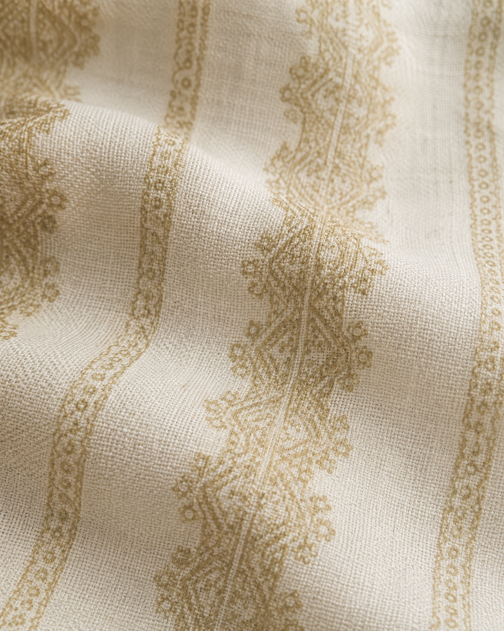 Ivory Gold Print Short Kurta