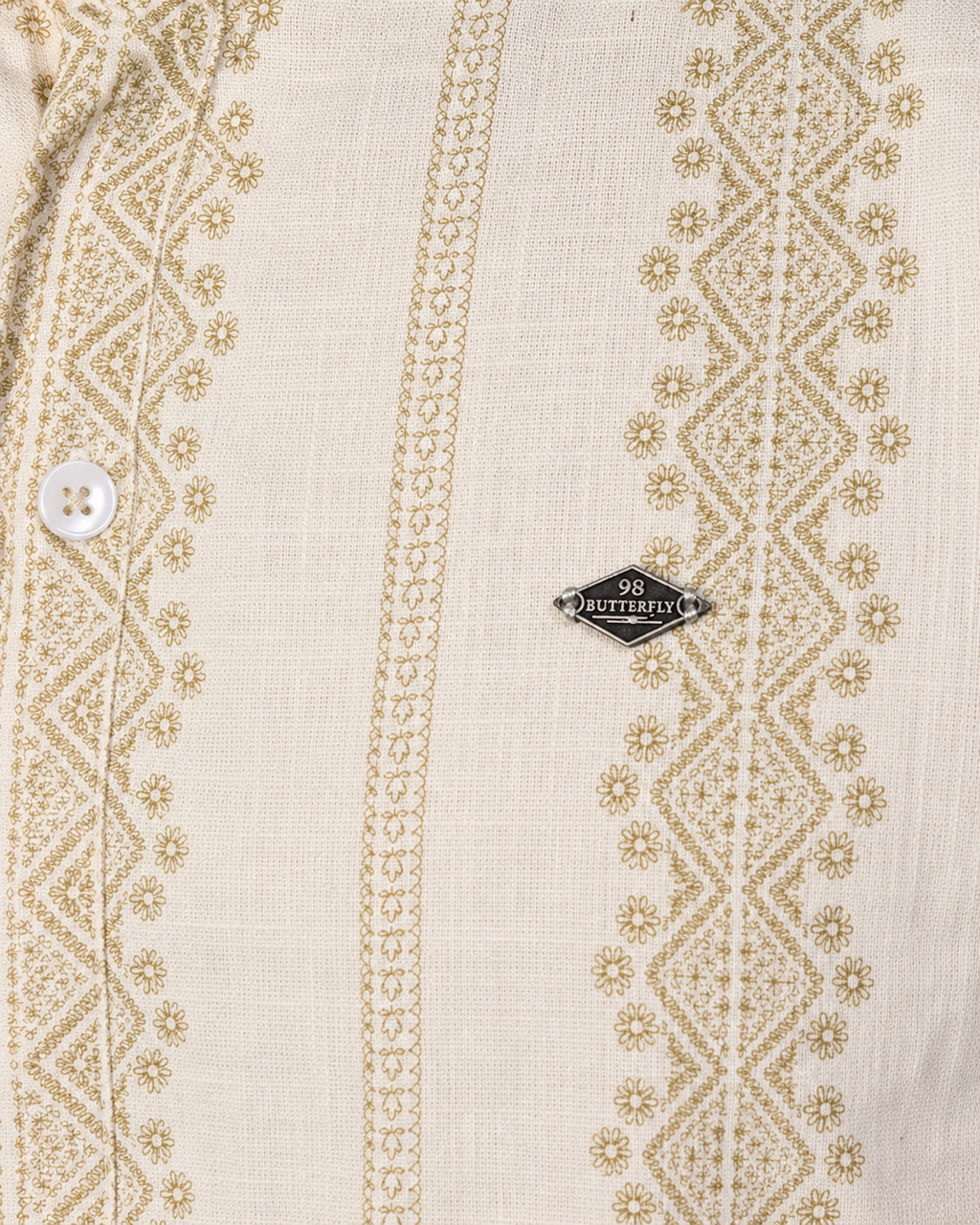 Ivory Gold Print Short Kurta