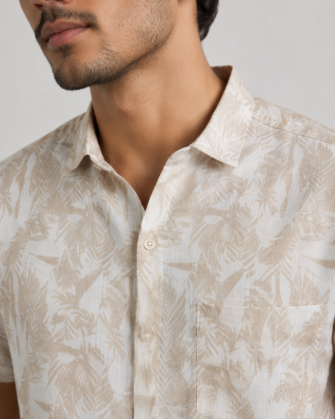 Ivory Leaf Cotton Shirt