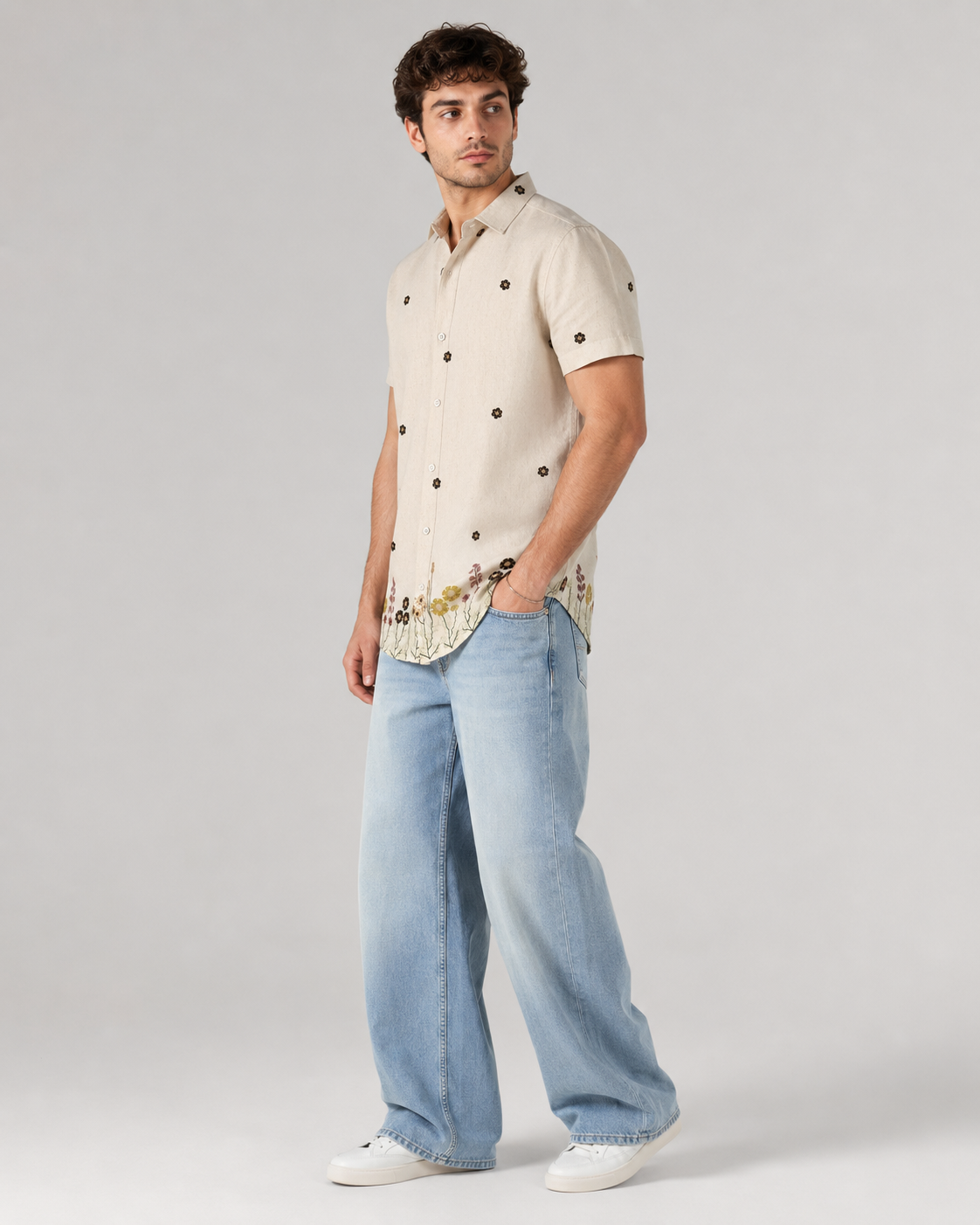 Ivory Meadow Embroidered Shirt