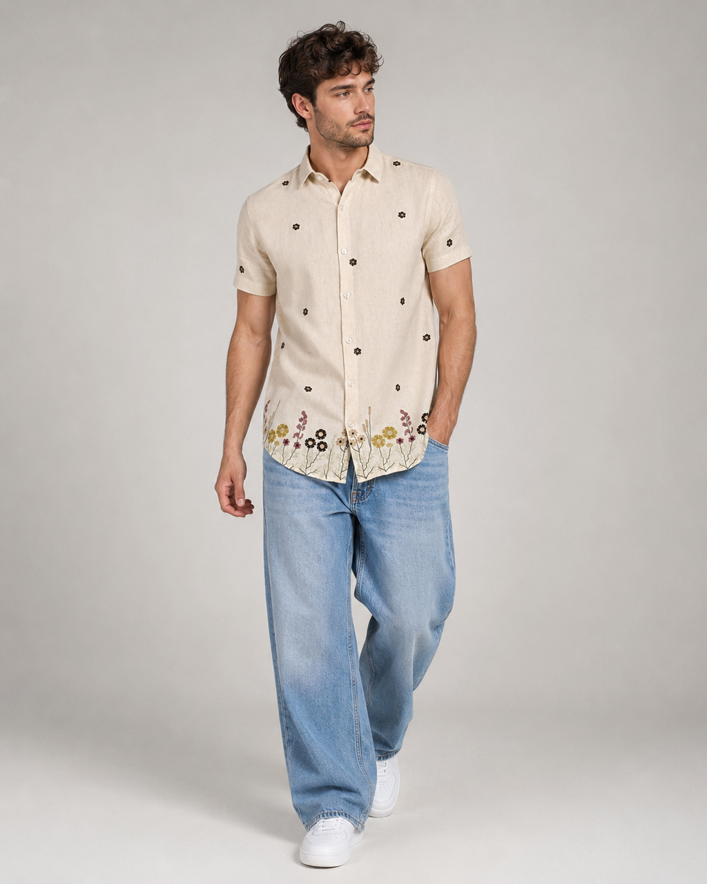 Ivory Meadow Embroidered Shirt
