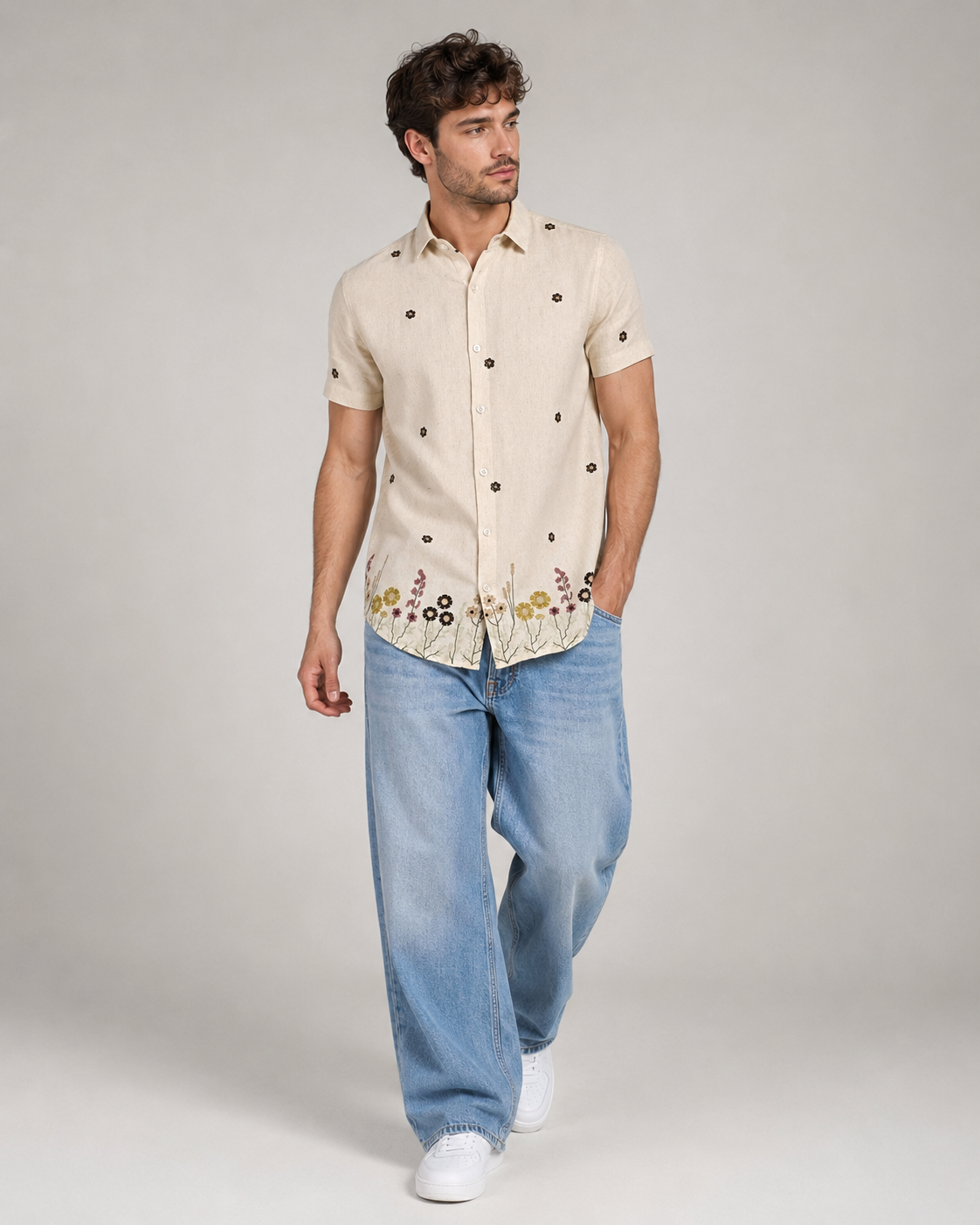 Ivory Meadow Embroidered Shirt