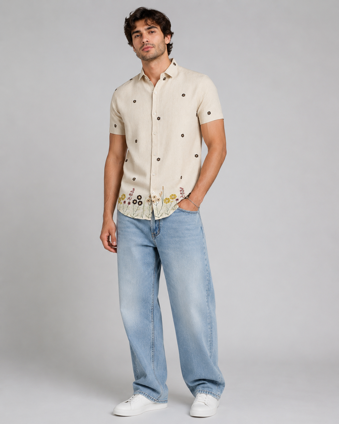 Ivory Meadow Embroidered Shirt
