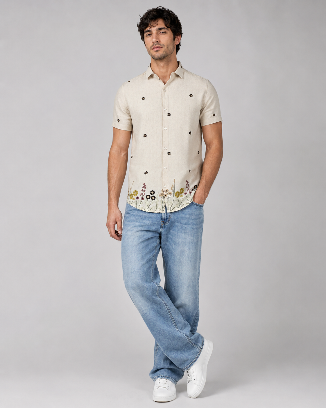 Ivory Meadow Embroidered Shirt