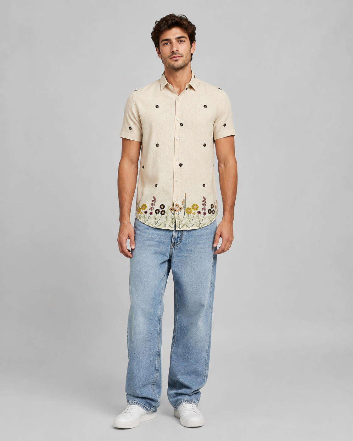 Ivory Meadow Embroidered Shirt